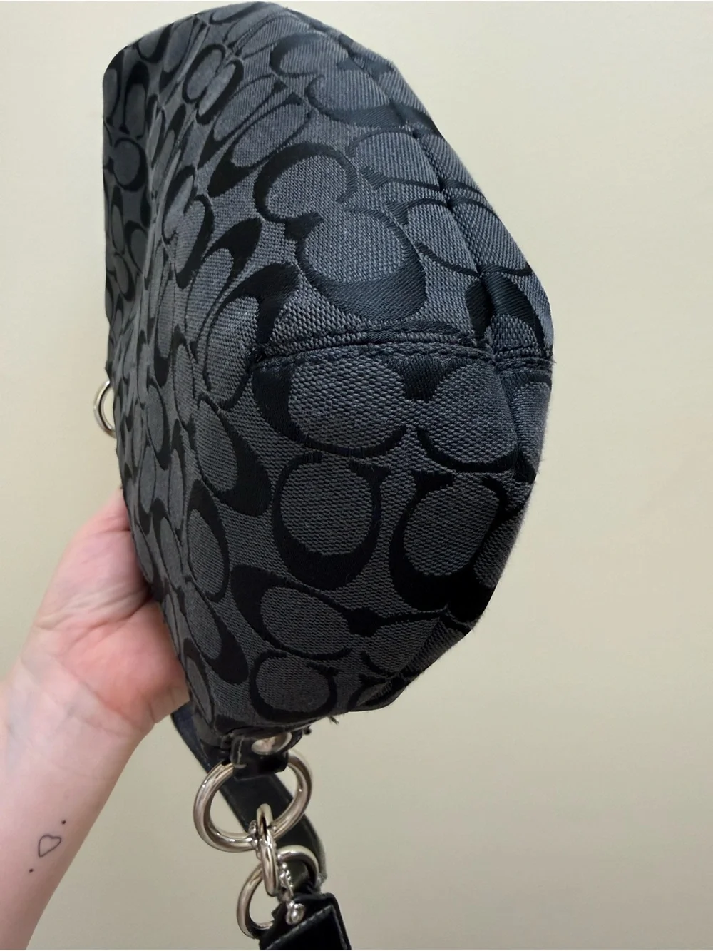 Coach Y2K Black Signature C Jacquard Soho Buckle Shoulder Bag Purse F17093 EUC